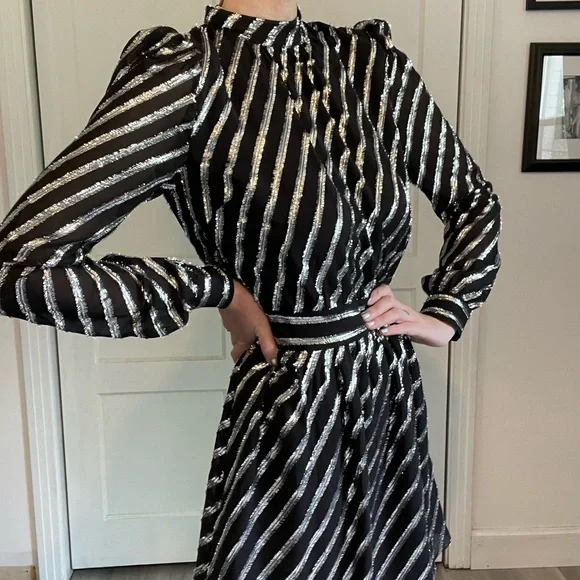 Michael Michael Kors Lurex Striped Mini Dress - Picture 3 of 8